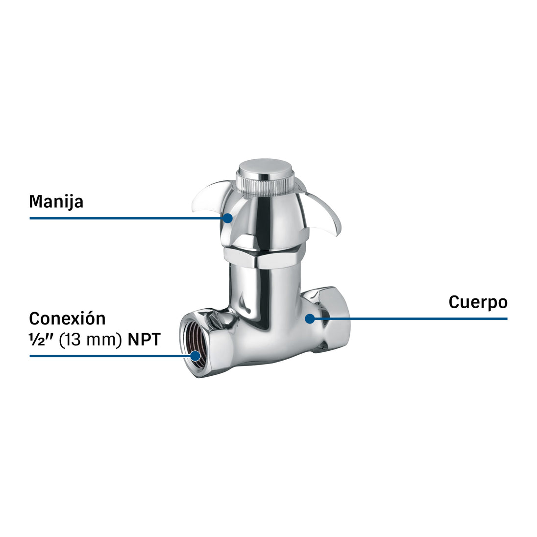 Llave Mingitorio Automática Foset LLM-10 1/2" Latón Cromado