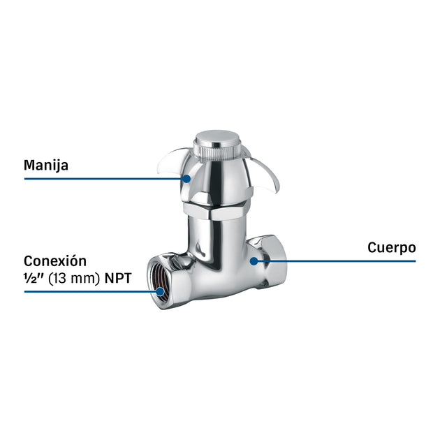 Llave Mingitorio Automática Foset LLM-10 1/2" Latón Cromado