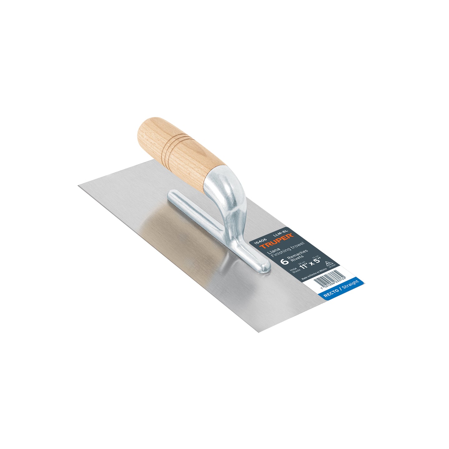 LLM-6L Llana 11" canto recto, 6 remaches, mango madera, TRUPER