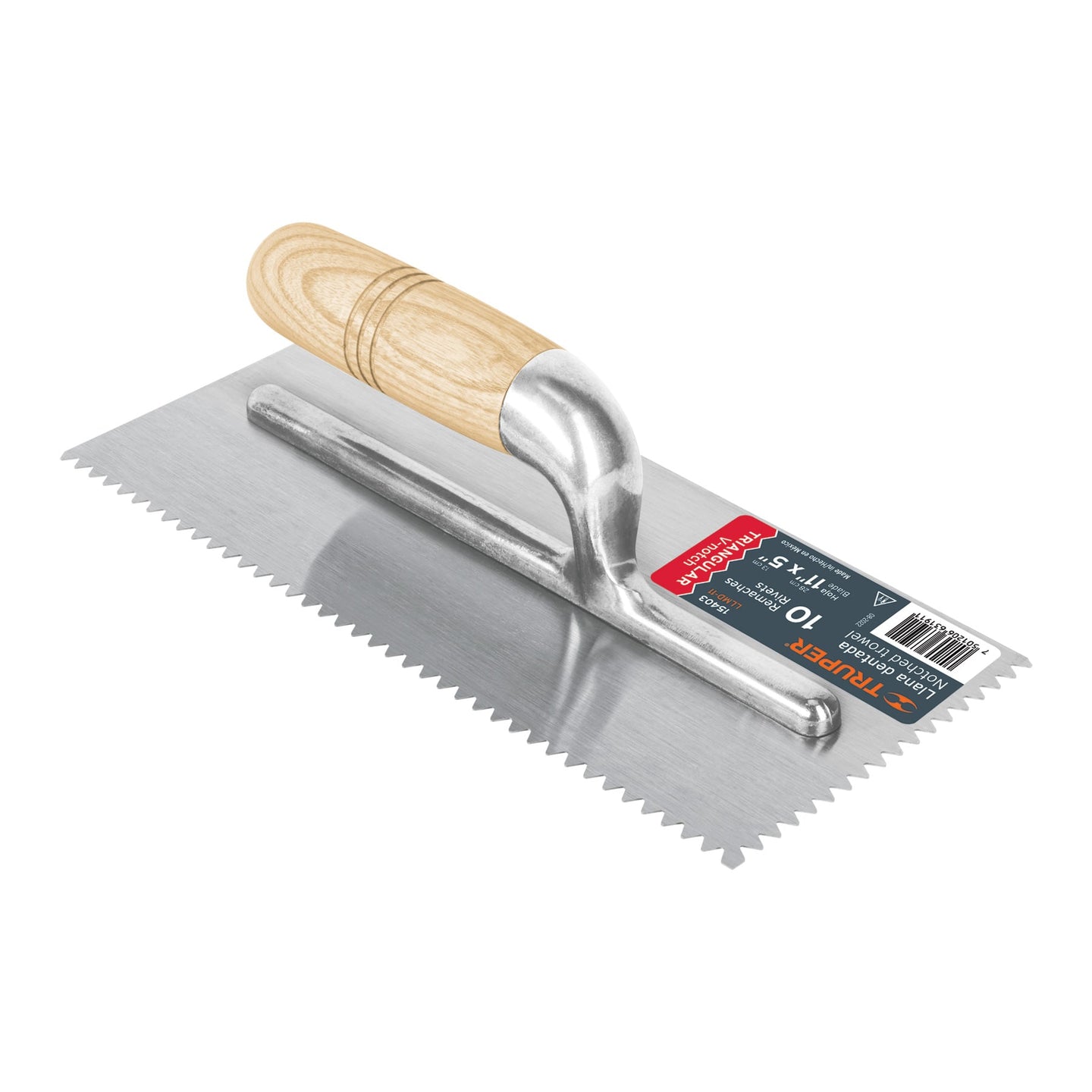LLMD-11 Llana 11" dentado triangular, 10 remaches, mgo madera,Truper