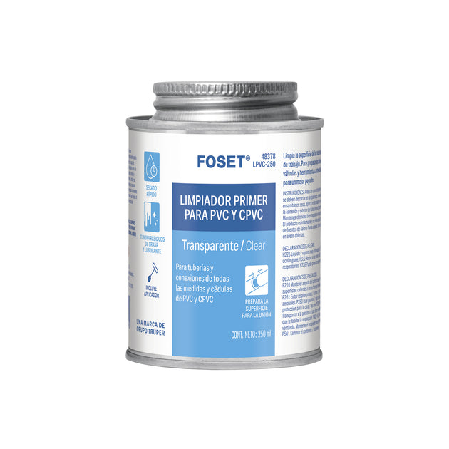 LPVC-250 Limpiador para PVC y CPVC, lata 250ml, FOSET