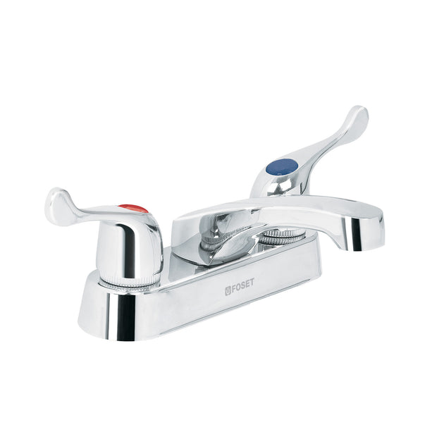 M-048P Mezcladora 4" para lavabo, nariz larga, manerales palanca
