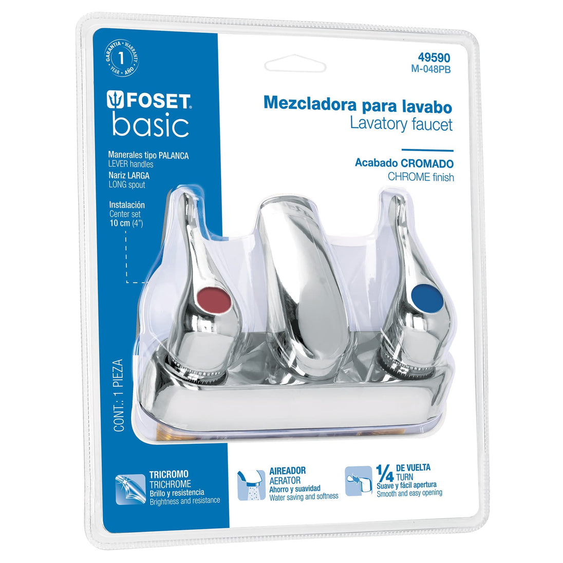 M-048PB Mezcladora 4" lavabo, ABS, palanca, blíster, BASIC