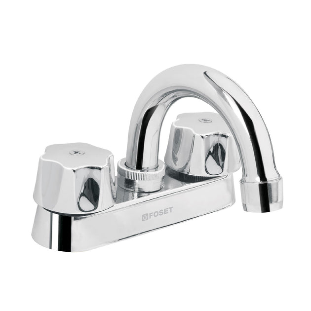 M-050-C Mezcladora 4" para lavabo, cuello curvo, cartucho compresión