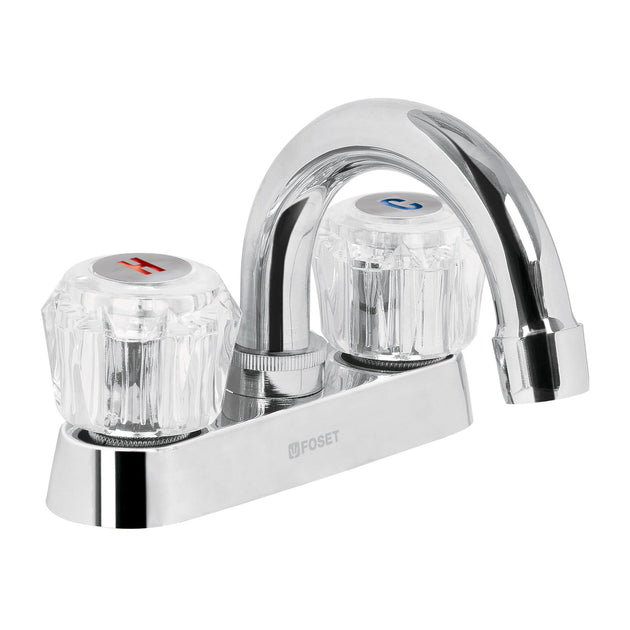 M-050A Mezcladora 4" para lavabo, cuello curvo, manerales acrílico