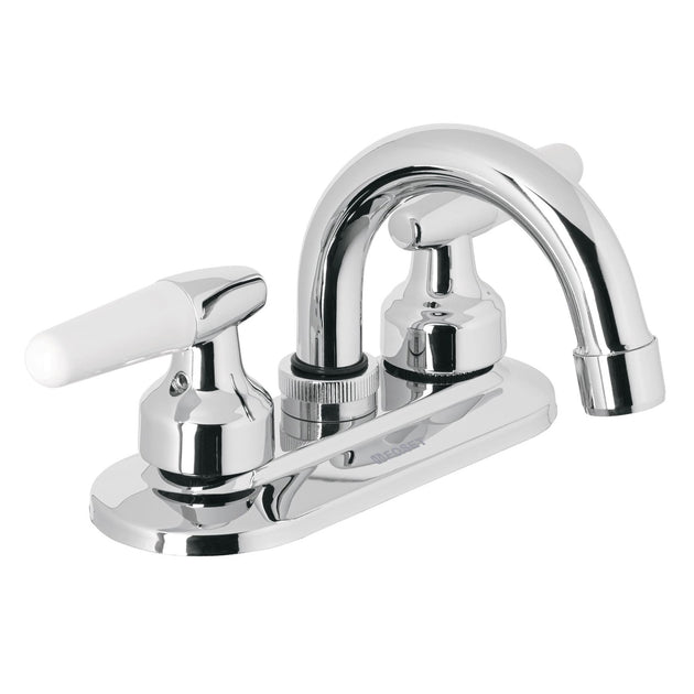 M-050I Mezcladora 4" para lavabo, cuello curvo, manerales cono