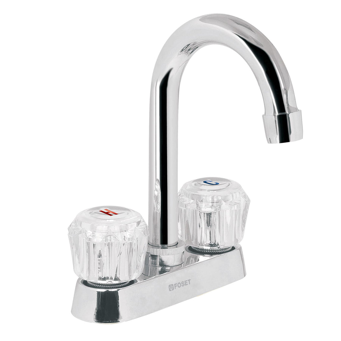 M-060A Mezcladora 4" para lavabo, cuello bar, manerales de acrílico