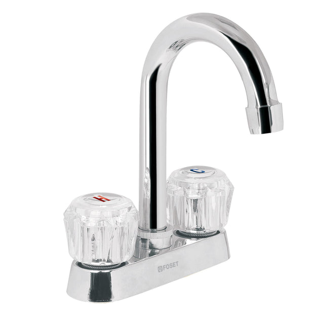 M-060A Mezcladora 4" para lavabo, cuello bar, manerales de acrílico