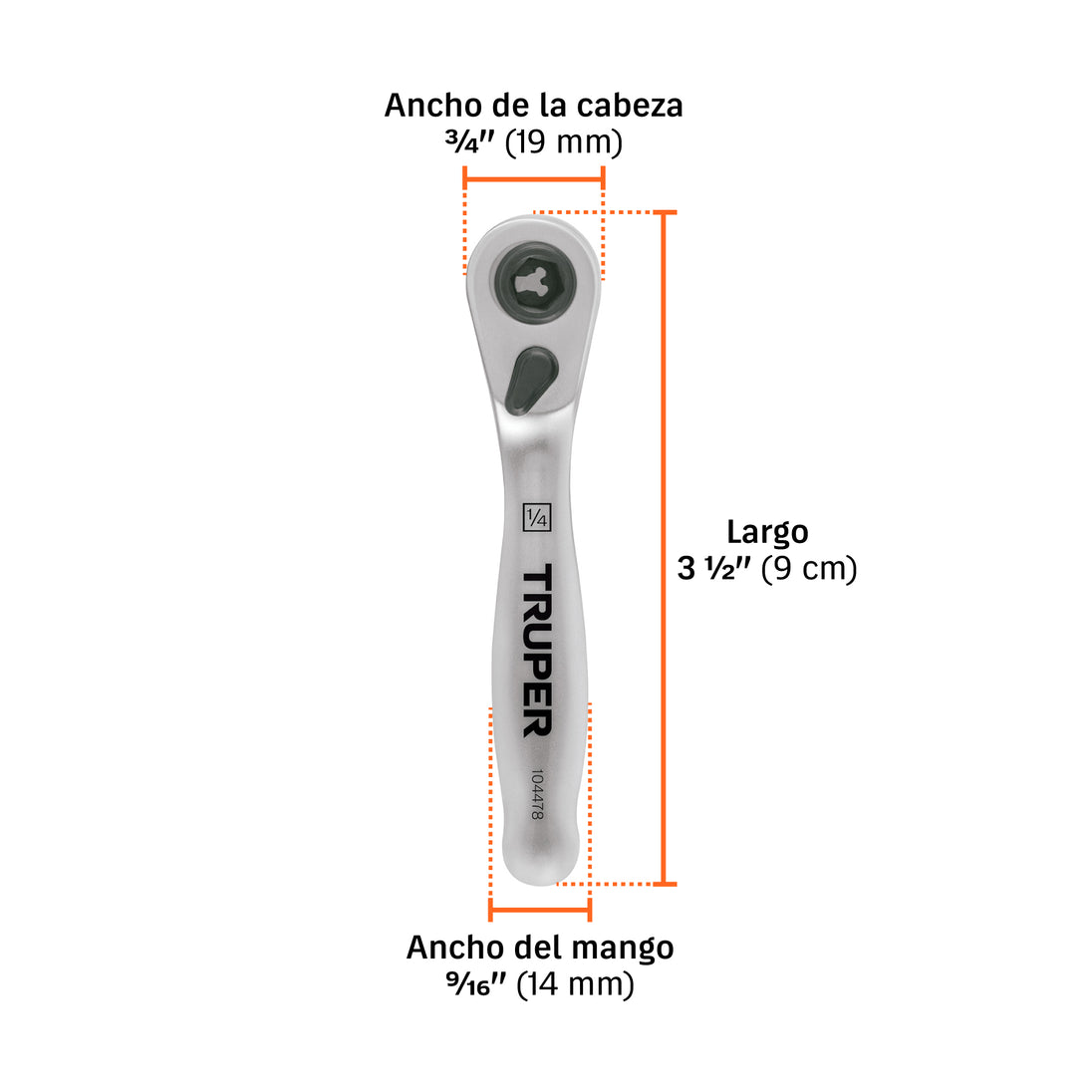Trinquete Truper 1/4" 72 Dientes M-1472M | Acero Cromo Molibdeno