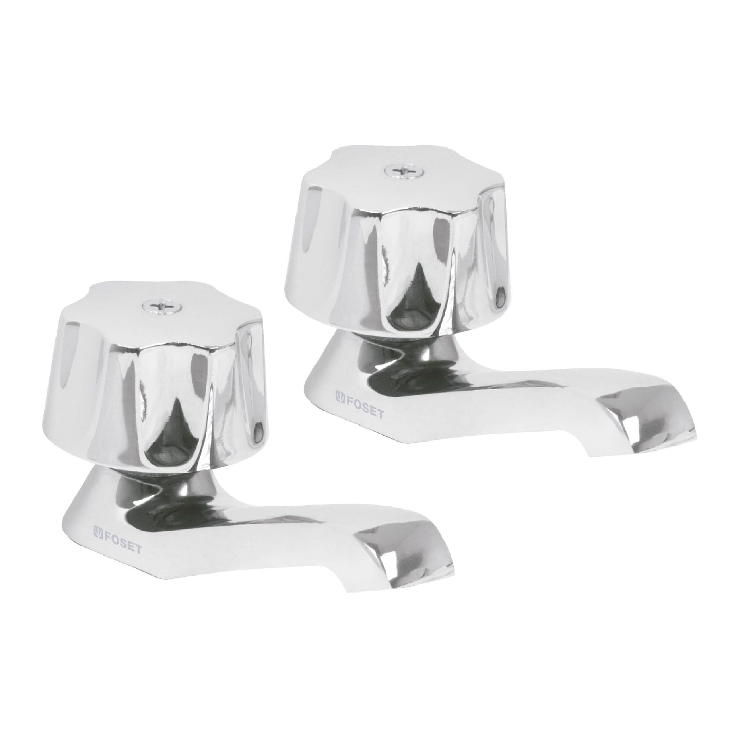 M-242 Juego 2 llaves individuales para lavabo, manerales metálicos