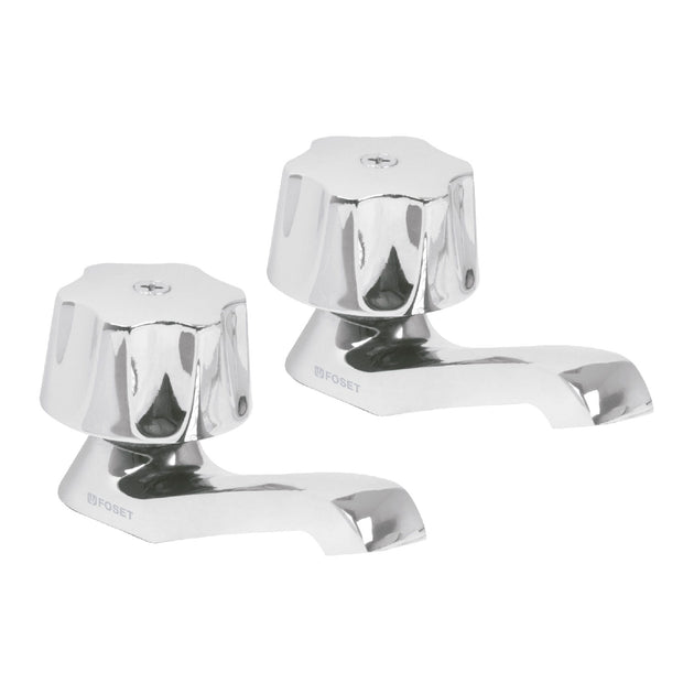 M-242 Juego 2 llaves individuales para lavabo, manerales metálicos