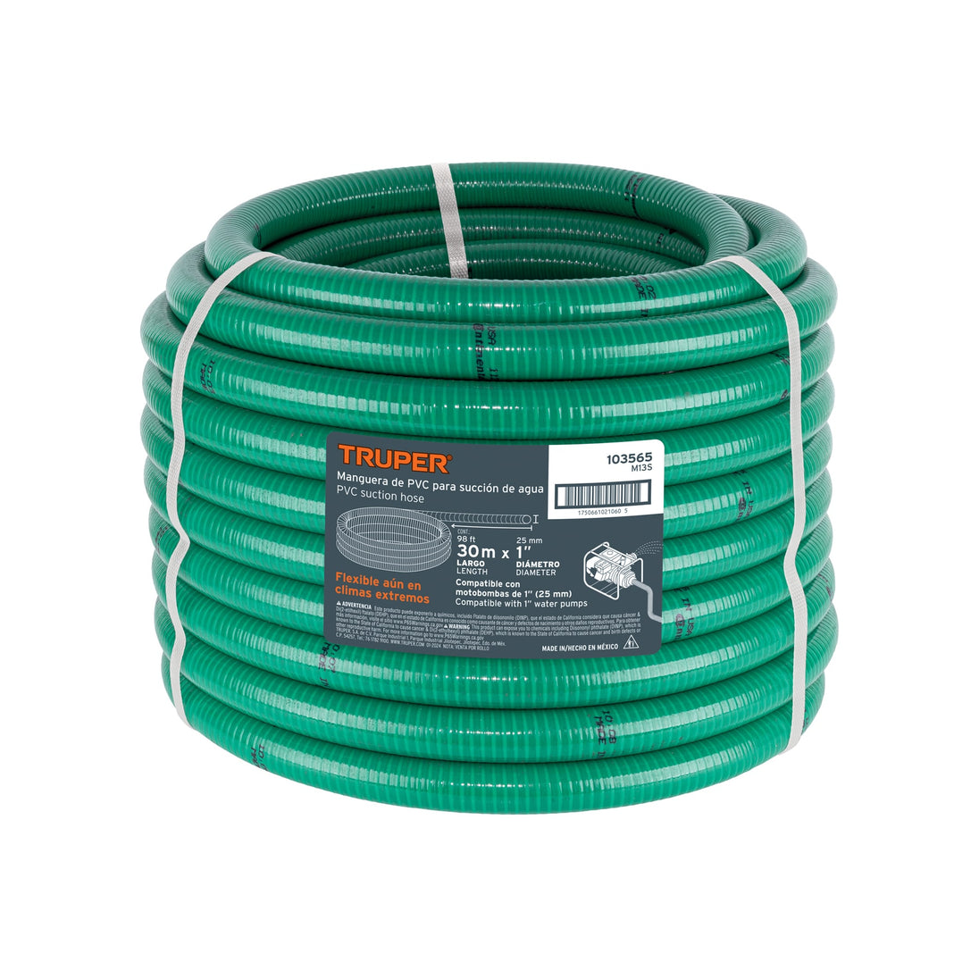 Manguera Truper M13S 1" x 30m Succión y Descarga de Agua