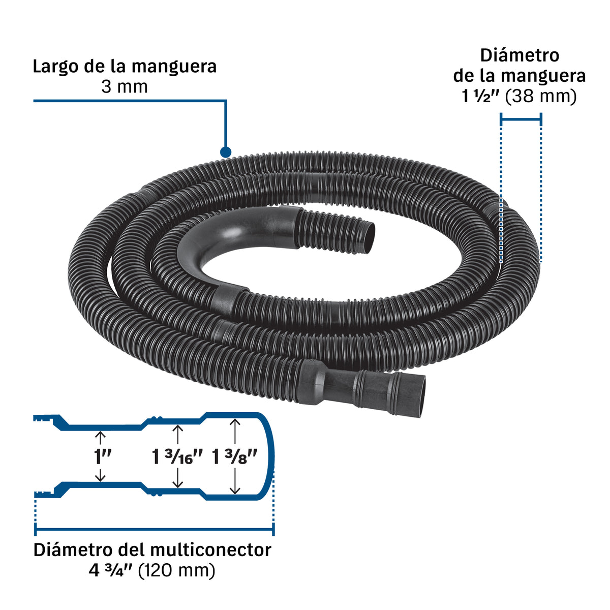 Multiconector Recortable Lavadora 1-1/2" 3m Foset MAD-300R