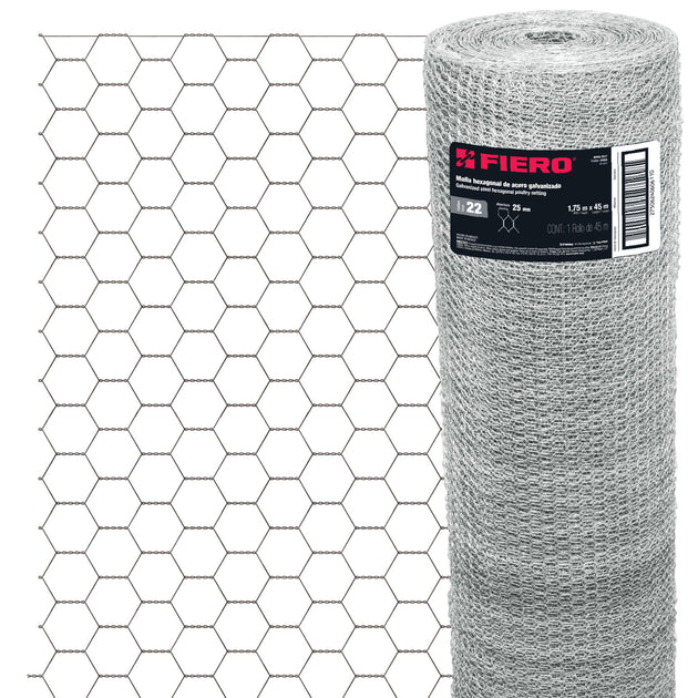 MAHE-2517 Rollo malla hexagonal cal.22, 1.75x 45m, abertura 25mm, 23kg