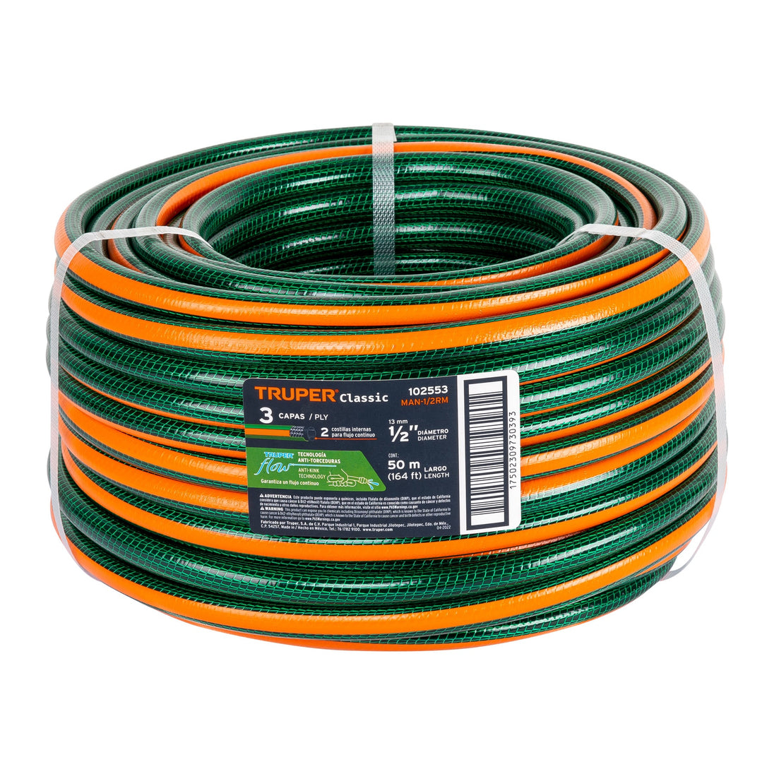 MAN-1/2RM Metro de manguera 1/2" 3 capas en rollo de 50 m, Truper