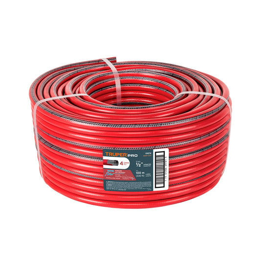 MAN-1/2X Metro de manguera 1/2" 4 capas en rollo de 100 m, Truper