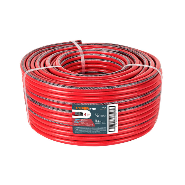 MAN-1/2X Metro de manguera 1/2" 4 capas en rollo de 100 m, Truper
