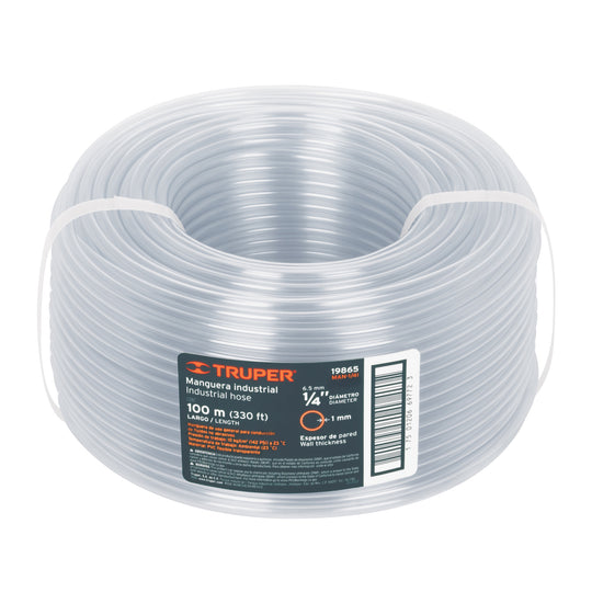 MAN-1/4I Metro de manguera 1/4" industrial en rollo de 100 m, Truper