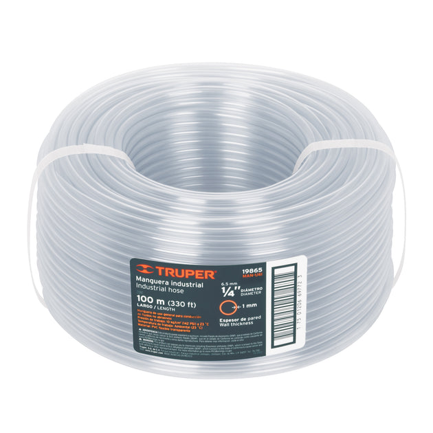 MAN-1/4I Metro de manguera 1/4" industrial en rollo de 100 m, Truper