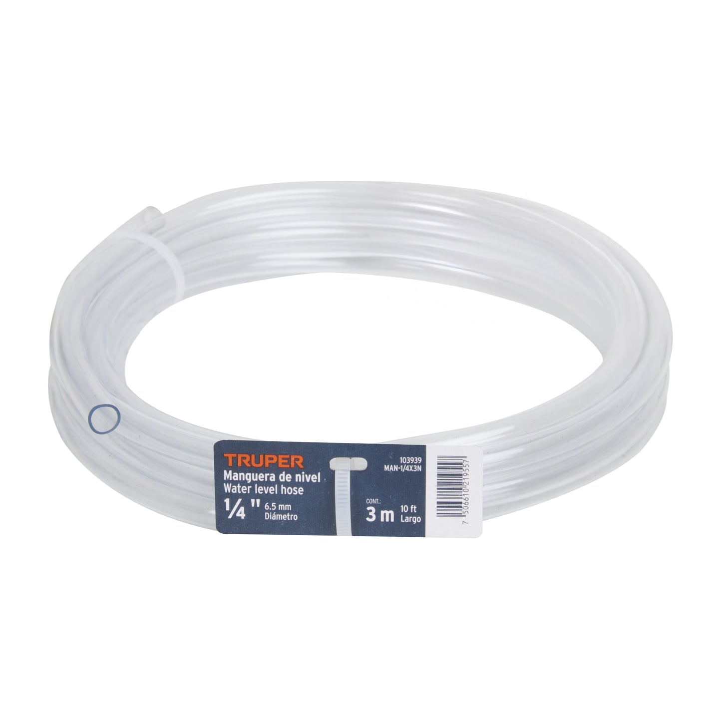MAN-1/4X3N Manguera de Nivel, 1/4", rollo de 3m, TRUPER