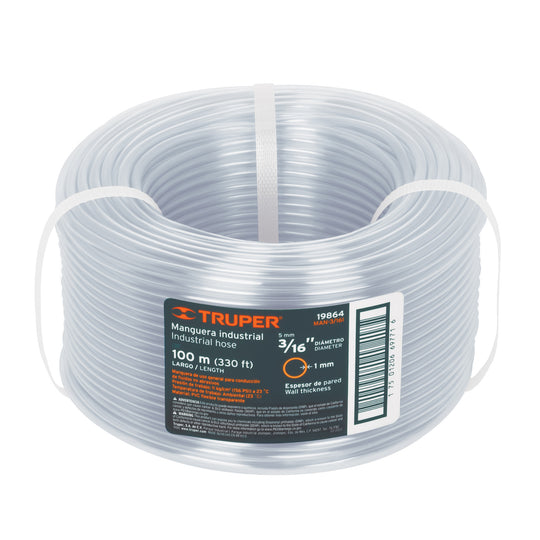 MAN-3/16I Metro de manguera 3/16" industrial en rollo de 100 m, Truper