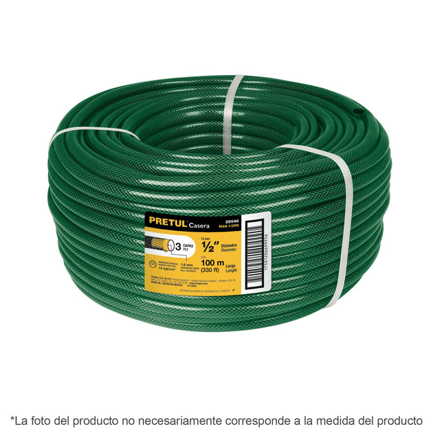 MAN-3/4PR Metro de manguera 3/4" 3 capas en rollo de 100 m, PRETUL