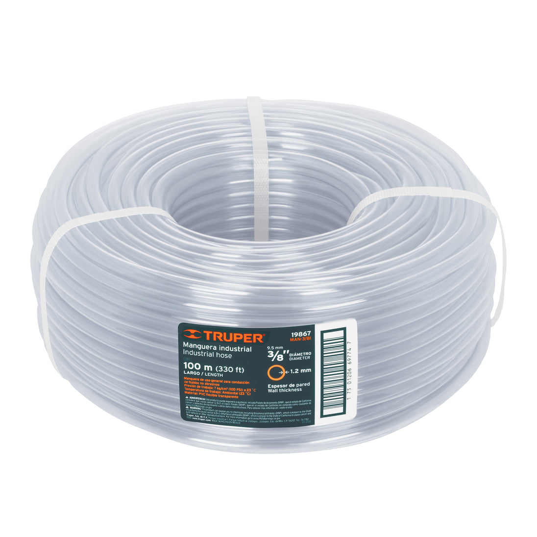 MAN-3/8I Metro de manguera 3/8" industrial en rollo de 100 m, Truper