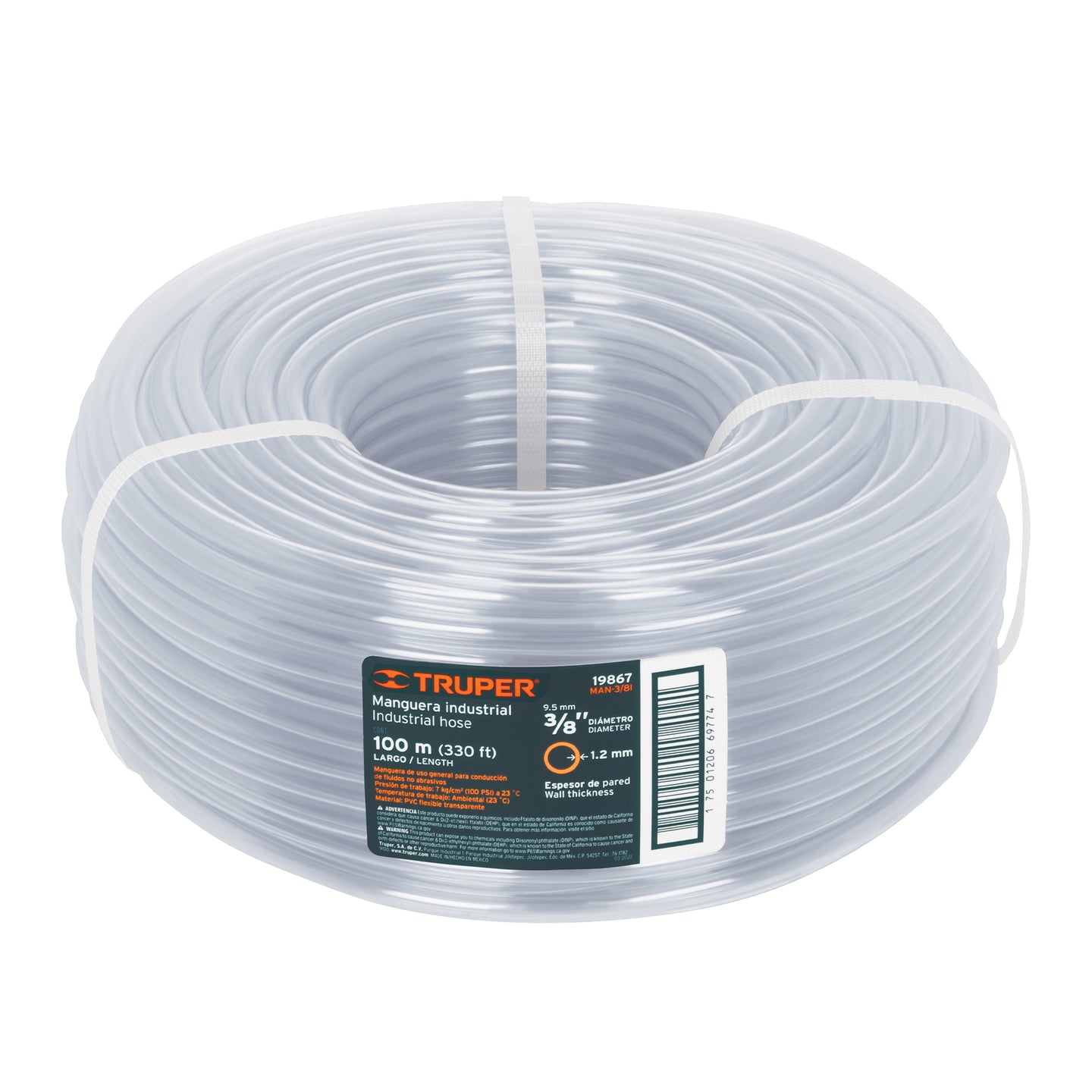 MAN-3/8I Metro de manguera 3/8" industrial en rollo de 100 m, Truper