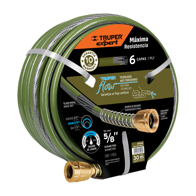 MAN-30X5/8XX Manguera 5/8" anti-torceduras 6 capas 30m conexiones d/metal