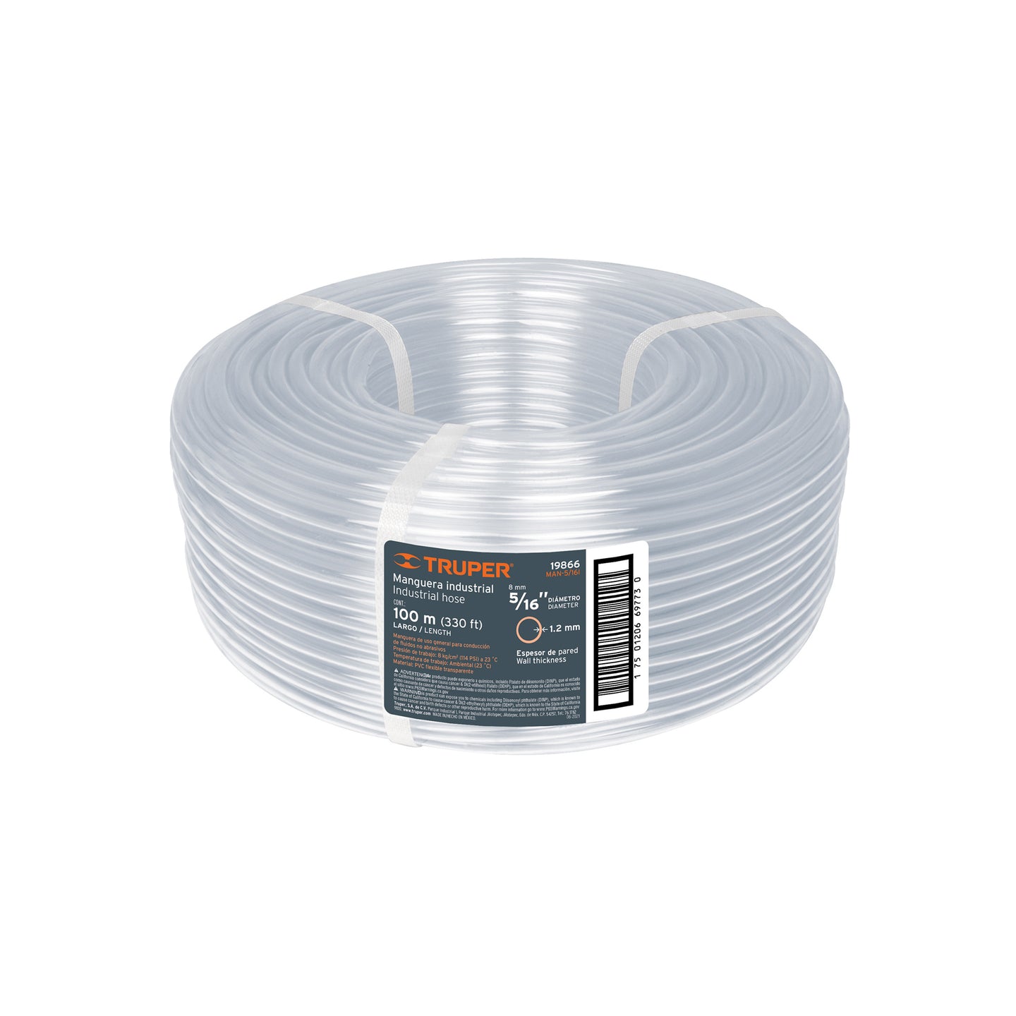 MAN-5/16I Metro de manguera 5/16" industrial en rollo de 100 m, Truper
