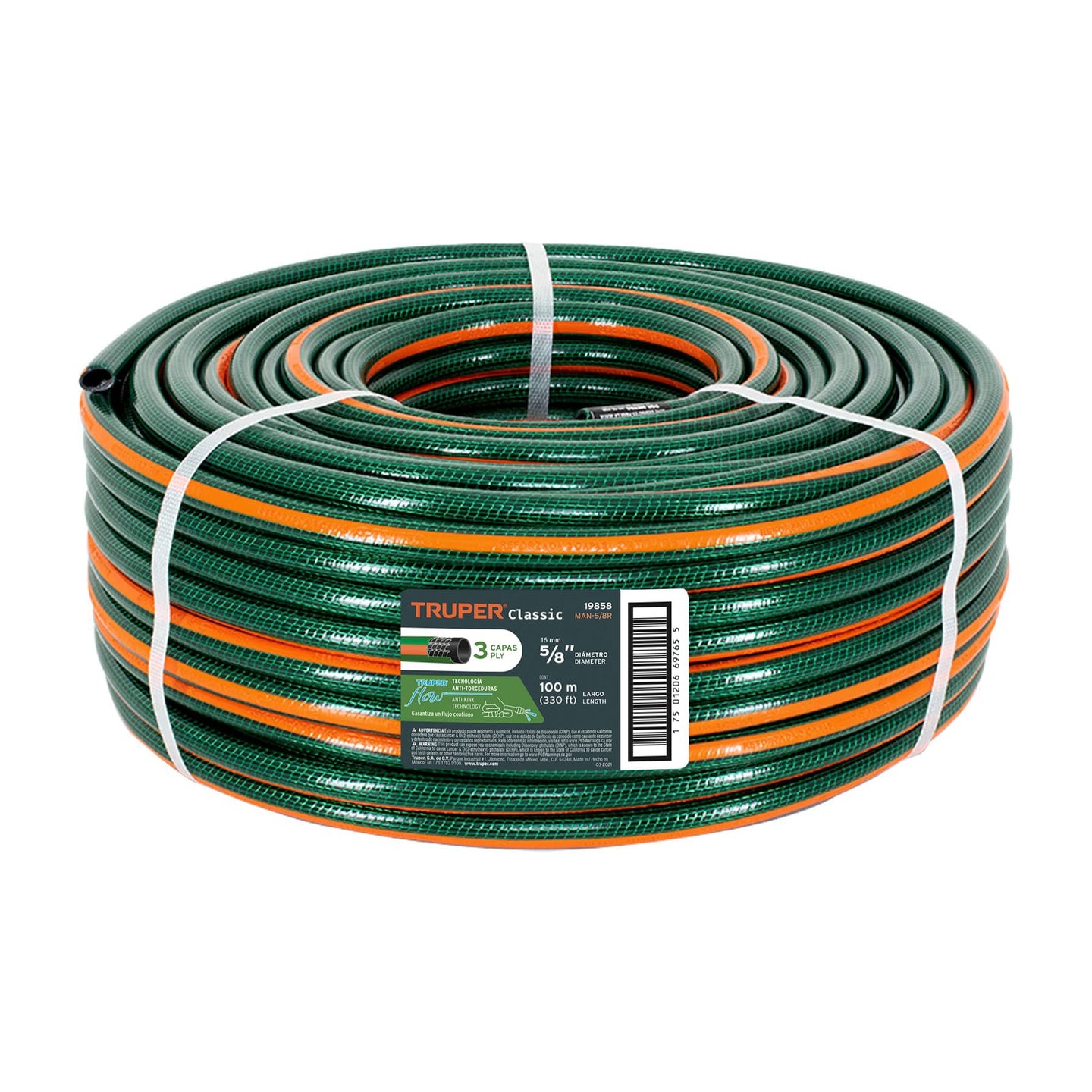 MAN-5/8R Metro de manguera 5/8" 3 capas en rollo de 100 m, Truper