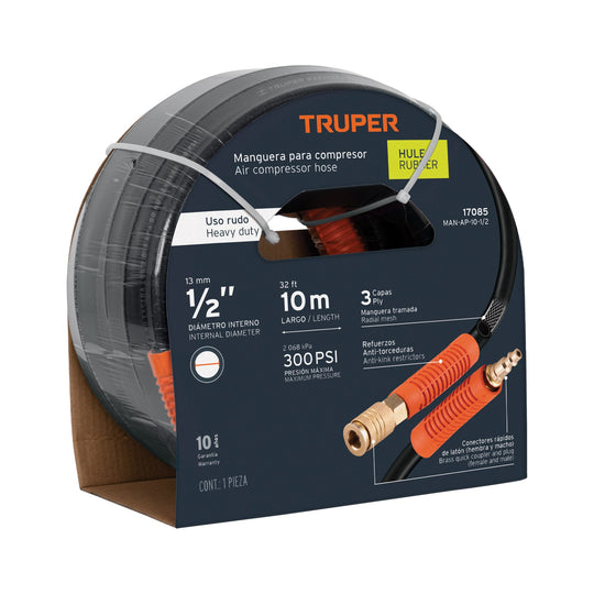 MAN-AP-10-1/2 Manguera para compresor, de hule, 10m x 1/2", Truper