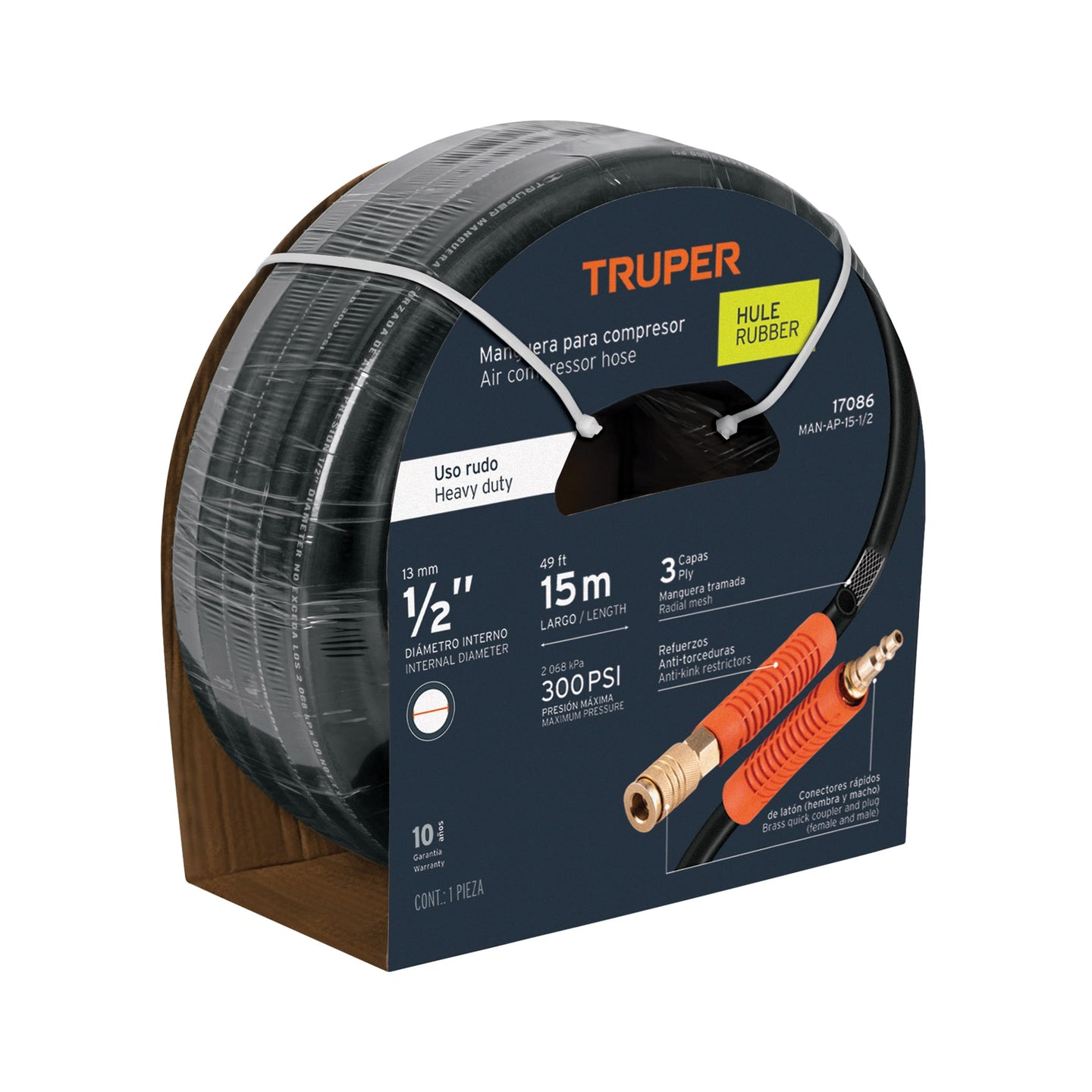 MAN-AP-15-1/2 Manguera para compresor, de hule, 15m x 1/2", Truper