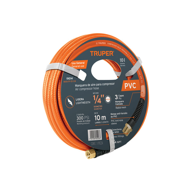 MAN-PI-10-1/4 Manguera para compresor, de PVC, 10m x 1/4", Truper