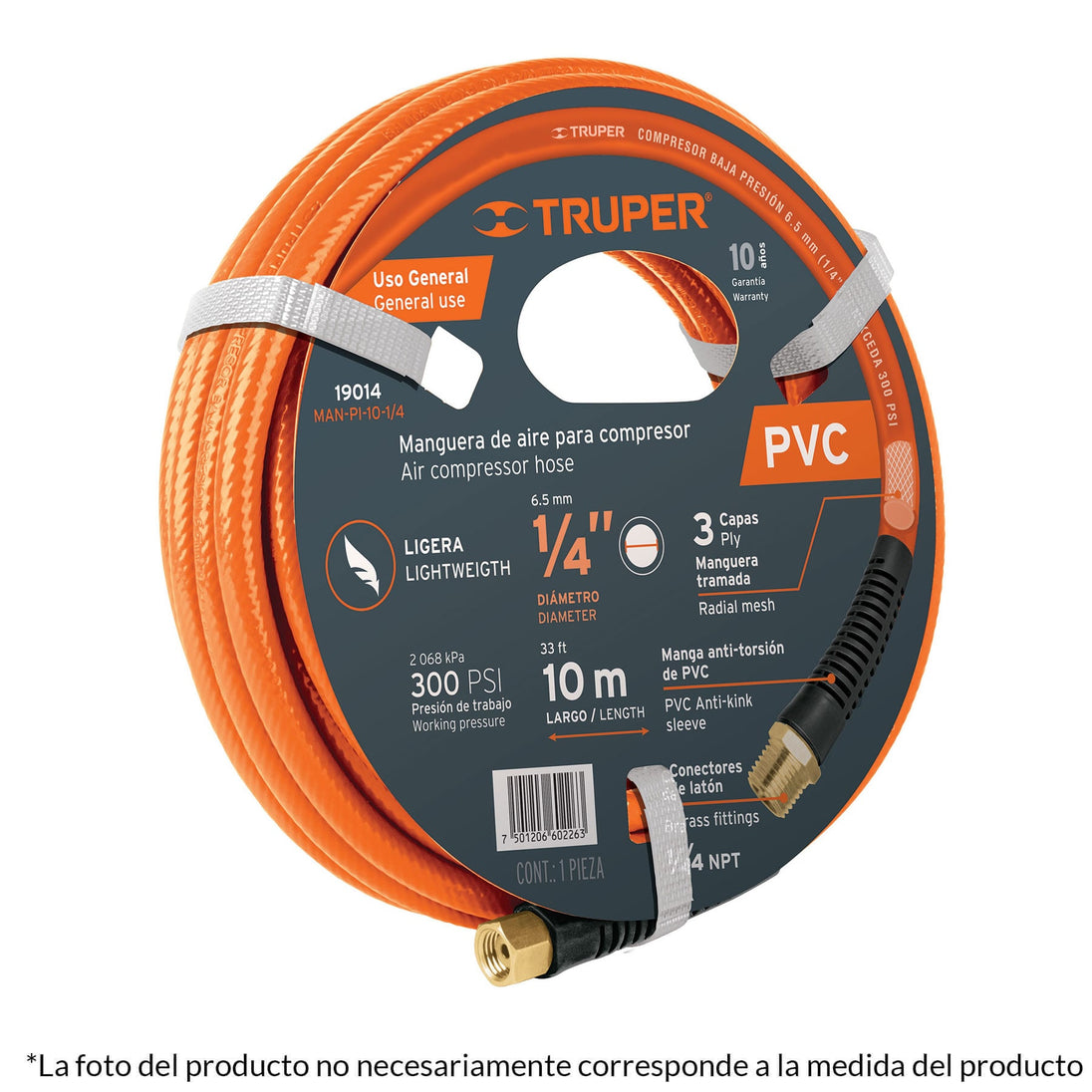 MAN-PI-5-3/8 Manguera para compresor, de PVC, 5m x 3/8", Truper