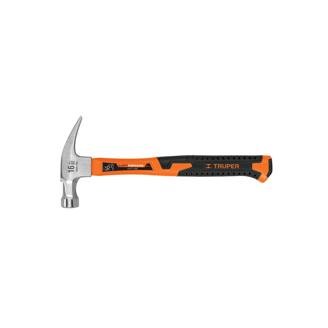 MAR-16F Martillo 16 oz uña recta, mango fibra de vidrio, Truper