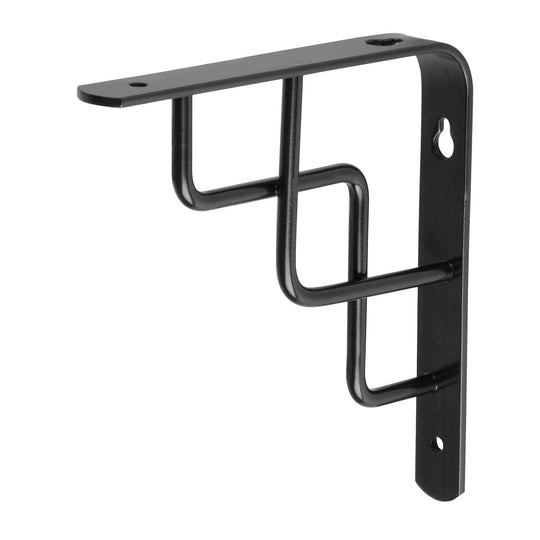 MED-6NE Ménsula reforzada negra 6 x 6", diseño escalera, FIERO