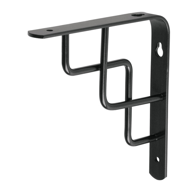 MED-6NE Ménsula reforzada negra 6 x 6", diseño escalera, FIERO