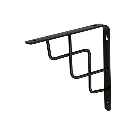 MED-8NE Ménsula reforzada negra 8 x 8", diseño escalera, FIERO