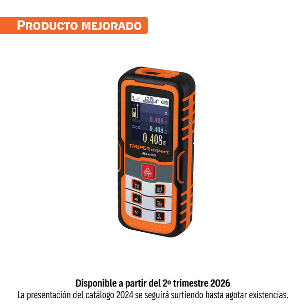 MELA-100 Medidor láser de distancia de 0.05 m a 100 m, Truper