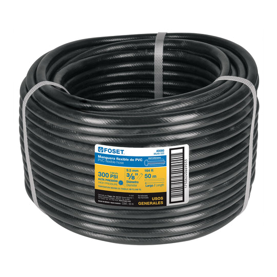 MGAN-500 Manguera para gas, PVC negra, 3/8" sin conexión, 50 m, FOSET
