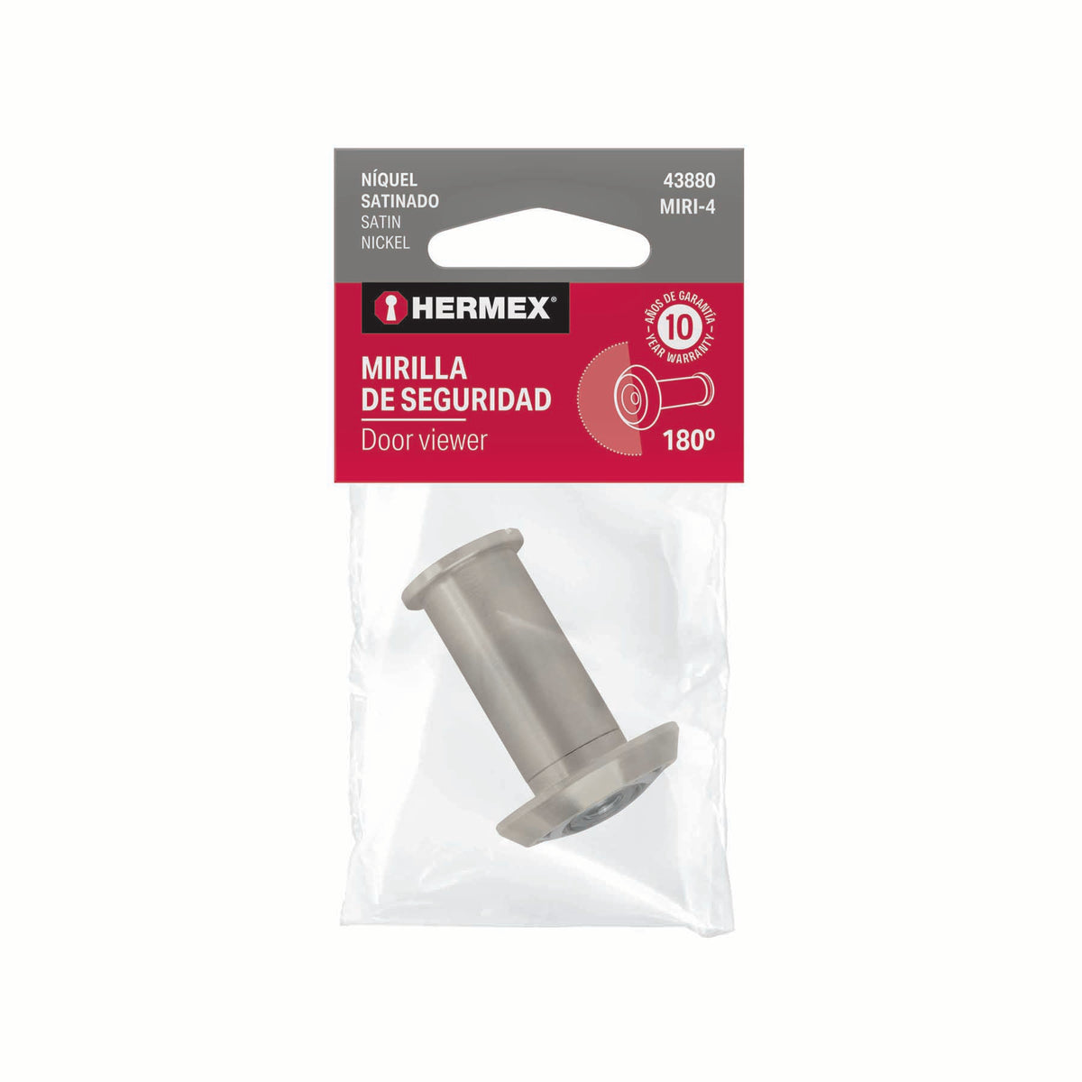 Mirilla Hermex MIRI-4 180° Latón Níquel Satinado Puertas 35-56mm