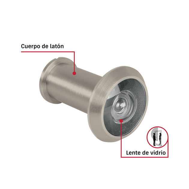 Mirilla Hermex MIRI-4 180° Latón Níquel Satinado Puertas 35-56mm