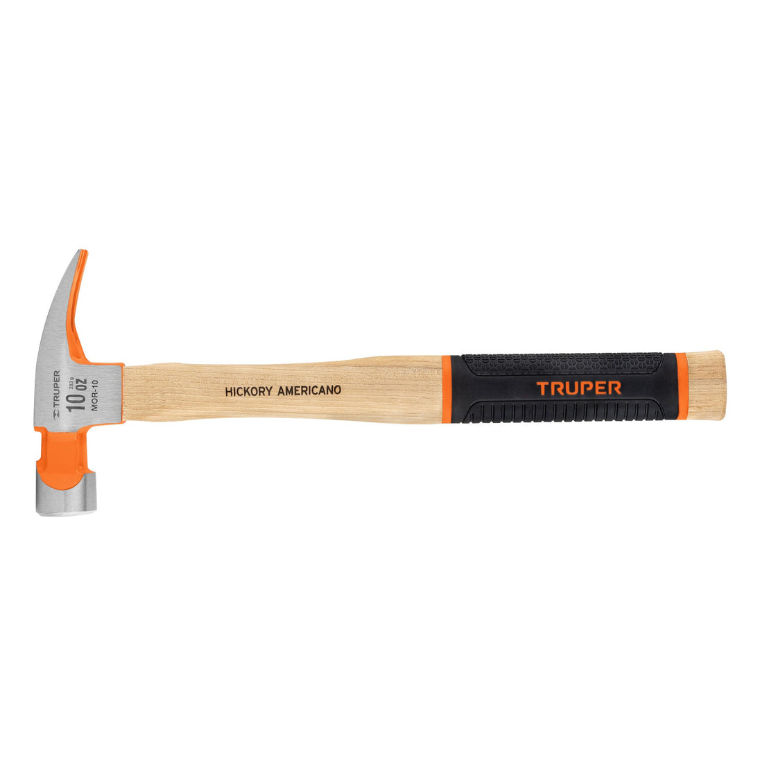 MOR-10 Martillo pulido 10 oz uña recta, mango hickory, Truper Grip