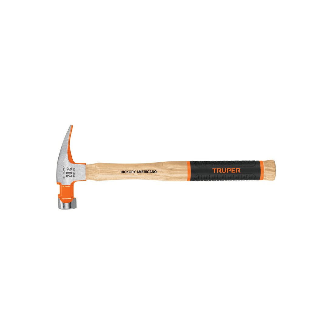 MOR-20 Martillo pulido 20 oz uña recta, mango hickory, Truper Grip