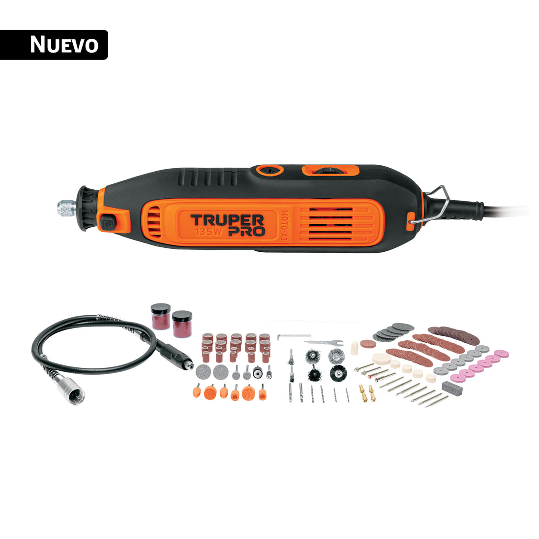 MOTO-A3K Herramienta rotativa 135W con 211 accesorios, TRUPER PRO