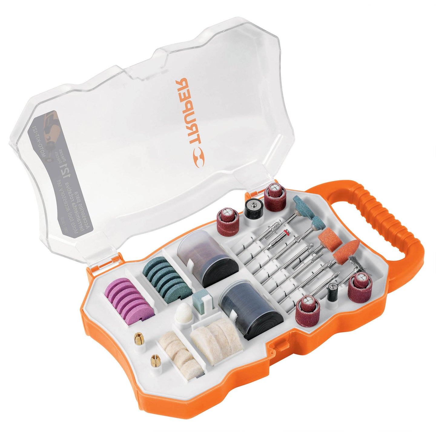 MOTO-KIT-121 Kit accesorios para herramienta rotativa, 121 piezas, TRUPER