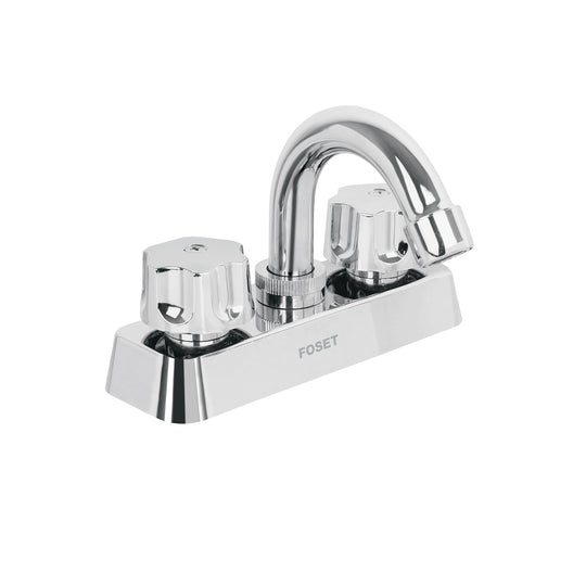MP-050 Mezcladora 4" lavabo, ABS, cuello curvo, hexagonal, BASIC