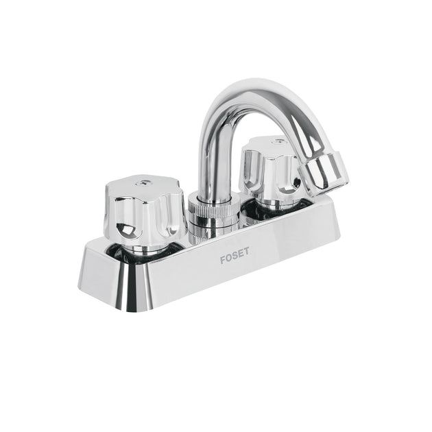 MP-050 Mezcladora 4" lavabo, ABS, cuello curvo, hexagonal, BASIC