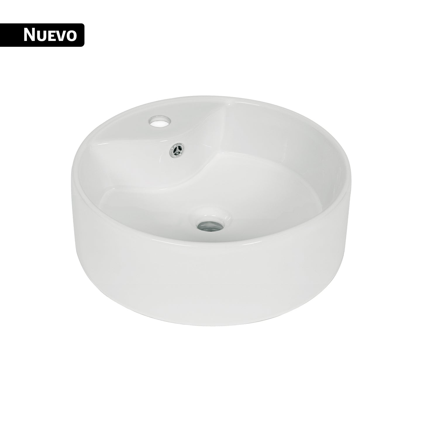 MUBA-11B Lavabo de porcelana de sobreponer redondo, blanco, FOSET